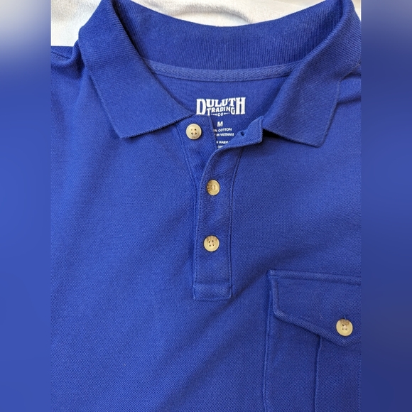 Duluth Trading Co Men size medium Long Sleeve Polo Shirt Royal Blue Reinforce - Picture 3 of 15